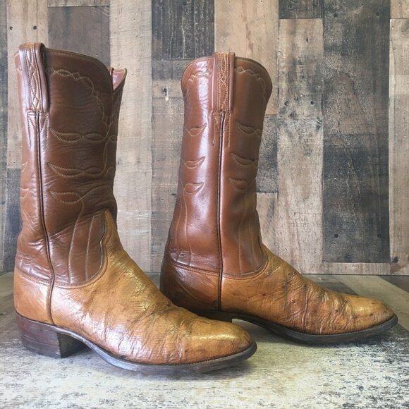 Lucchese Vintage San Antonio Smooth Ostrich Western Cowboy Boots Womens 9.5 B - Picture 5 of 12